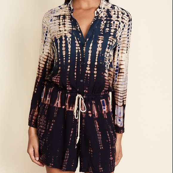 HARD TAIL Forever | Long Sleeve Ombré Tie-Dye Romper Small Bohemian Hippie - Picture 1 of 10